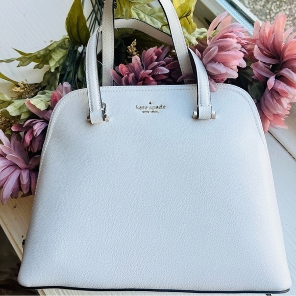 Kate Spade Pebbled Leather Dome Satchel – White Caviar Crossbody Bag – NWT